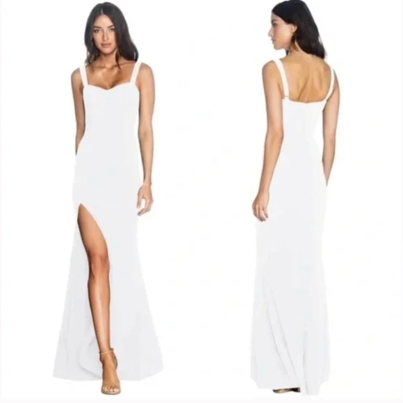 Dress the Population Dresses & Skirts - DRESS THE POPULATION Estella White Crepe Trumpet Gown